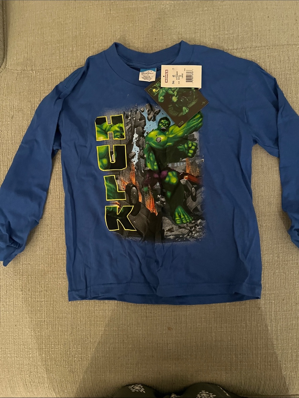 Blue Marvel Hulk Long-Sleeve Kids Tee